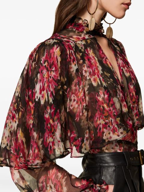 TWINSET floral ruffled tie-neck shirt - Pink