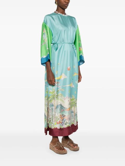 ALEMAIS Daria graphic-print silk midi dress - Blue