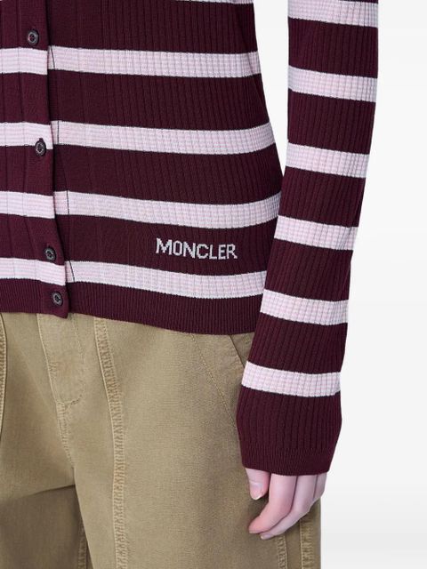 Moncler striped ribbed cardigan - Red