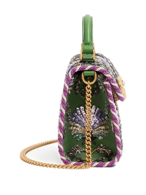 Valentino Garavani mini Vsling embroidered jewel-logo handbag - Green
