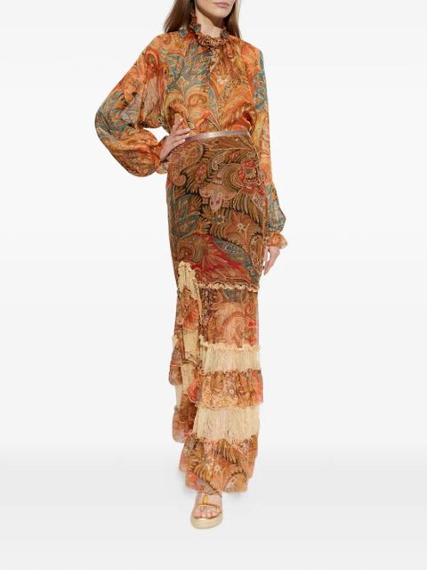 ETRO ruffled paisley-print maxi skirt - Orange - zdjęcie produktu nr 2