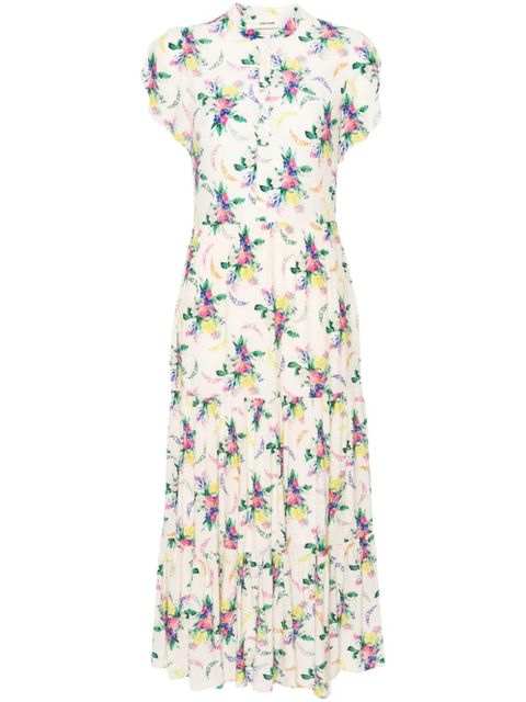 Zadig&Voltaire Razy floral-print midi dress - Neutrals