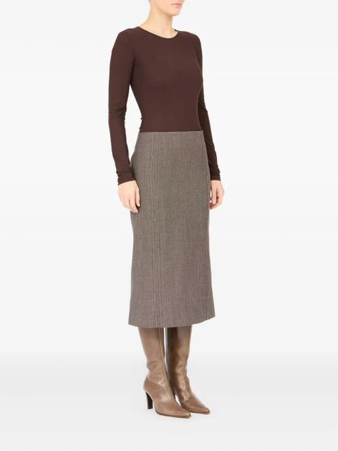 MM6 Maison Margiela rear-slit midi skirt - Brown