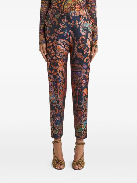 ETRO jacquard floral-paisley cigarette trousers - Blue