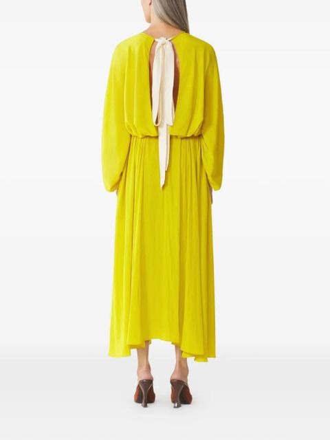 Lanvin gathered-detail crew-neck midi dress - Yellow