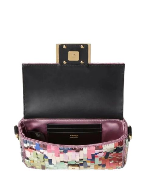 FENDI mini logo-plaque sequins-embellishment bag - Blue