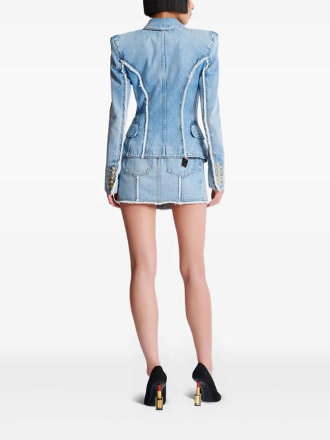 Balmain raw edge denim jacket - Blue