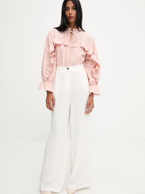 Answear.LAB koszula damska kolor różowy relaxed z wiązanym dekoltem - zdjęcie produktu nr 2