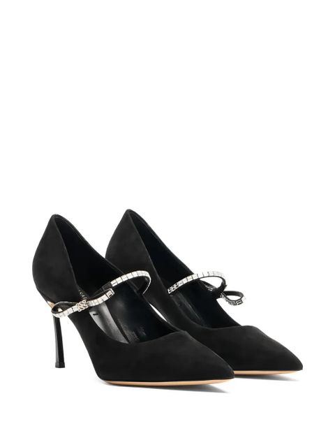 Casadei 80mm Starsway crystal-embellished pointed-toe pumps - Black