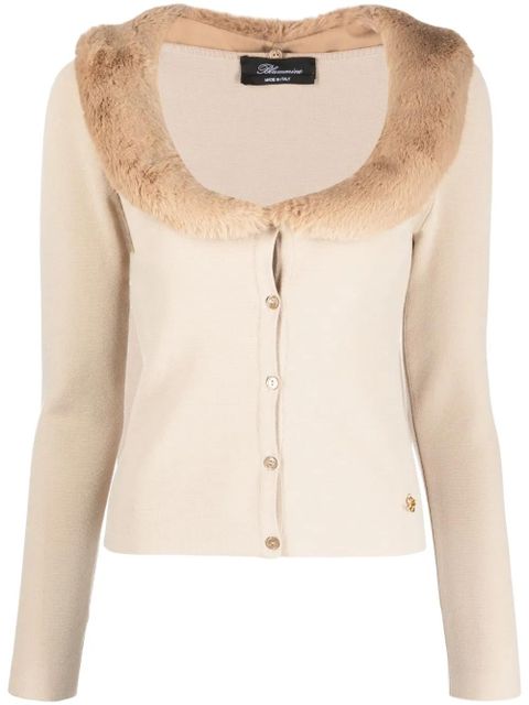 Blumarine scoop-neck knitted cardigan - Brown - zdjęcie produktu nr 1