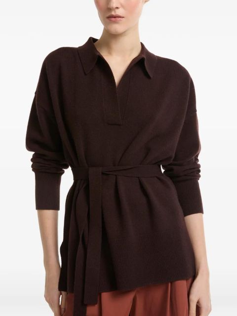 Yves Salomon tie-waist sweater - Brown