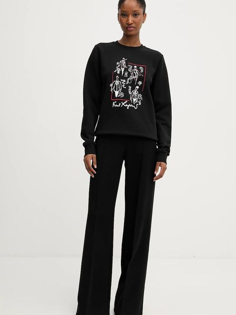 Karl Lagerfeld bluza bawełniana KARL SERIES damska kolor czarny wzorzysta A3W20065