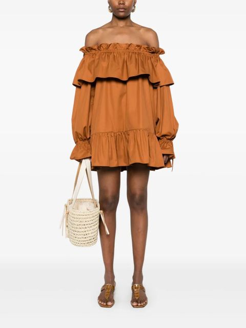 Saint Laurent ruffled mini dress - Brown - zdjęcie produktu nr 2