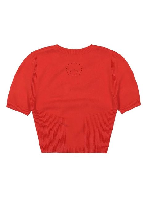 Marine Serre cropped knitted top - Red - zdjęcie produktu nr 2