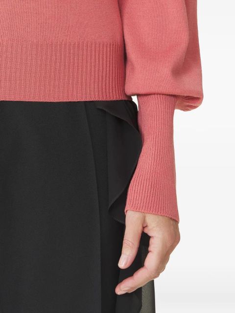 Lanvin ribbon-detail crew-neck sweater - Pink