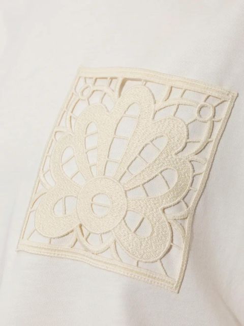 Moncler lace-patch T-shirt - Neutrals