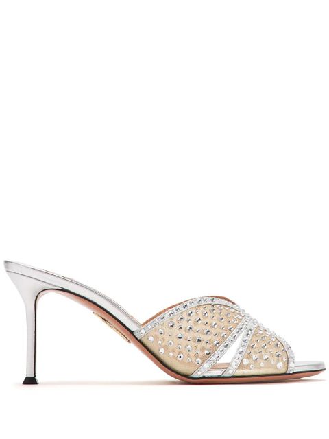 Aquazzura 75mm leather mules - Silver - zdjęcie produktu nr 1