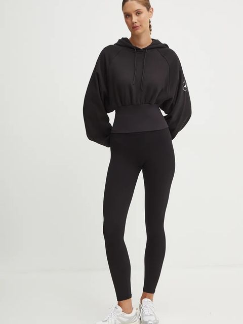 adidas by Stella McCartney bluza dresowa kolor czarny z kapturem gładka JG1543