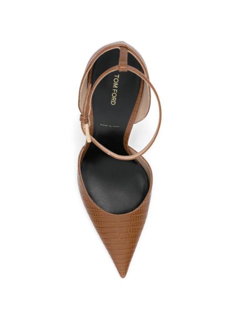 TOM FORD lizard-effect ankle-strap pumps - Brown