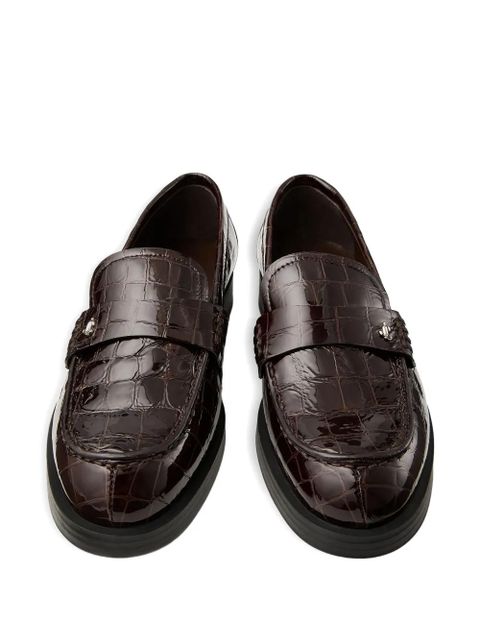 Jimmy Choo Ivy crocodile-embossed loafers - Brown