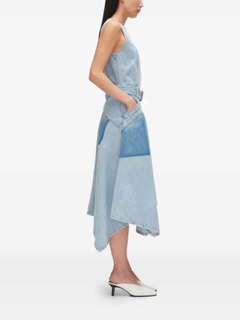 3.1 Phillip Lim patchwork belted cotton midi dress - Blue