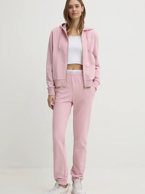 Guess spodnie dresowe SOFIA kolor różowy gładkie O5RB01 KCO31 - zdjęcie produktu nr 2