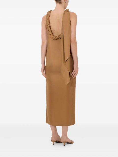 LouLou de Saison Susan twisted-collar midi dress - Brown