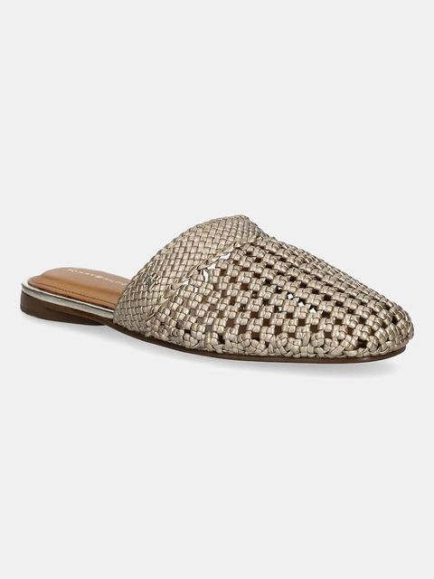 Tommy Hilfiger klapki CROCHET METALLIC LEATHER MULE damskie kolor złoty FW0FW08606 - zdjęcie produktu nr 1