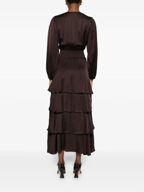 Maje V-neck ruffled dress - Brown