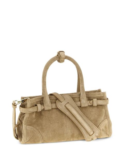 Prada mini Bonnie suede tote bag - Neutrals