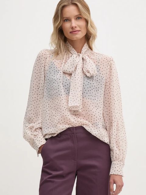 Sisley bluzka damska kolor beżowy wzorzysta 52UMLQ088