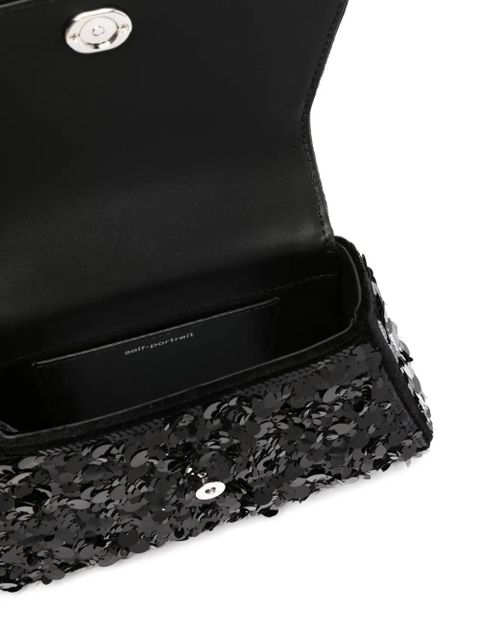 Self-Portrait mini Bow sequin-embellished bag - Black - zdjęcie produktu nr 2