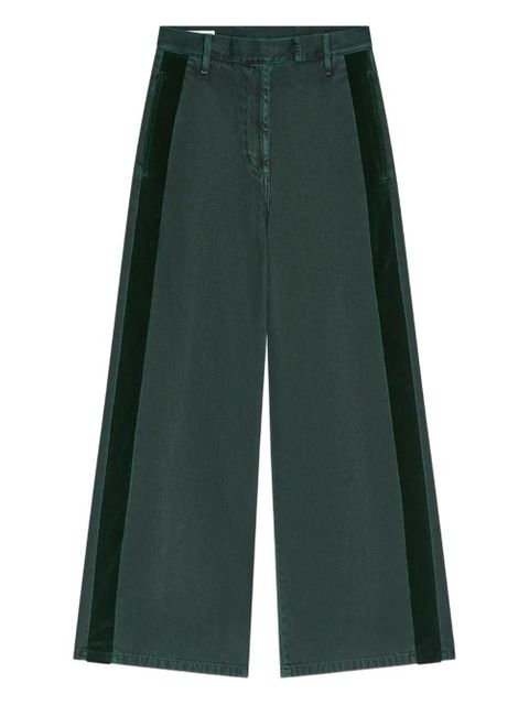 DRIES VAN NOTEN side-stripe denim trousers - Green - zdjęcie produktu nr 1