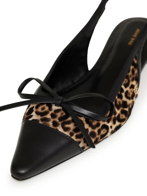 ANINE BING Zoey leopard-print slingback ballet flats - Black