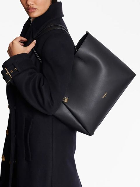 Balmain Emblème leather tote bag - Black