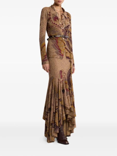 ETRO ribbed floral-print cardigan - Brown