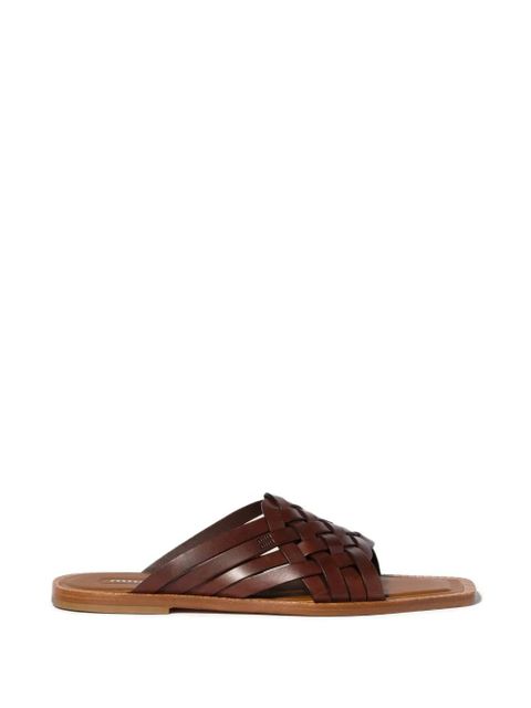 Miu Miu woven leather slides - Brown - zdjęcie produktu nr 1