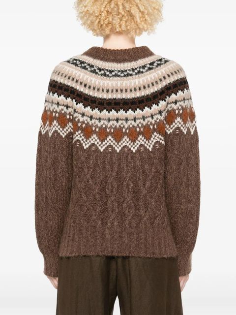 Moncler Grenoble patterned-jacquard sweater - Brown
