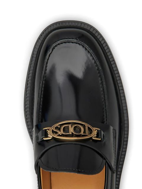 Tod's logo-plaque leather loafers - Black