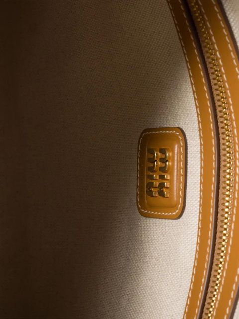 Miu Miu corduroy leather handle ivy tote bag - Neutrals