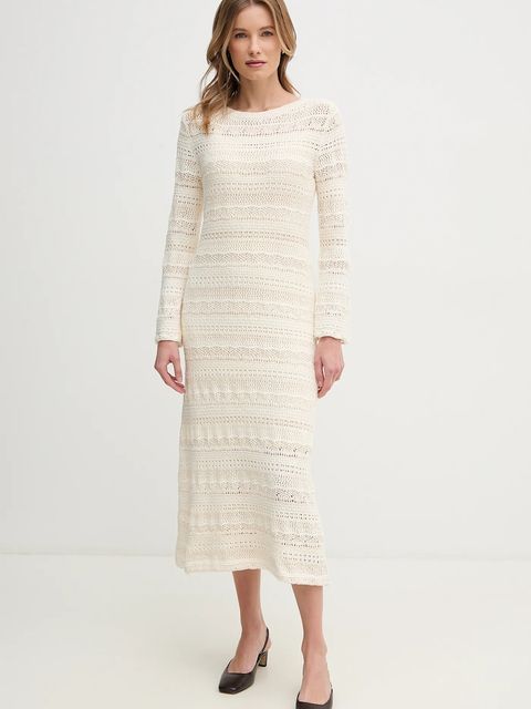 OUI sukienka kolor beżowy midi prosta 92408 - zdjęcie produktu nr 1