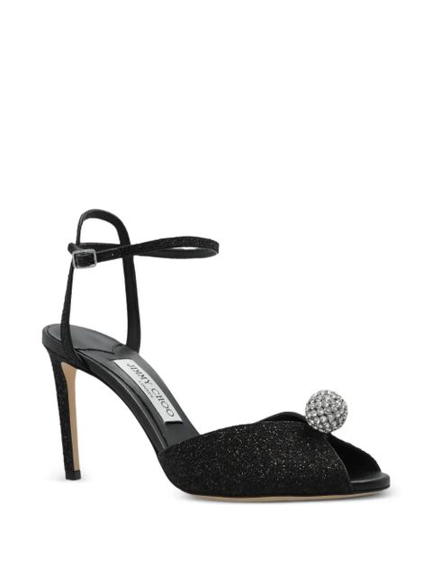 Jimmy Choo crystal-embellished strap heeled sandals - Black