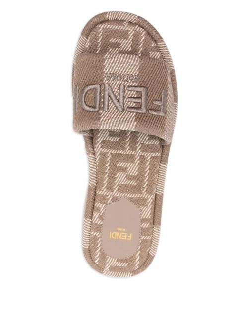 FENDI logo-embroidered slides - Brown - zdjęcie produktu nr 2
