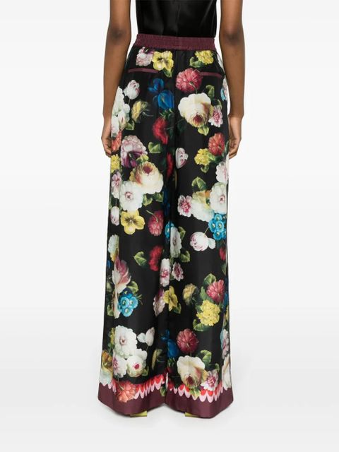 Dolce & Gabbana floral wide-leg trousers - Black
