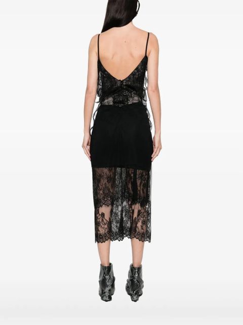 The Attico tulle-overlay midi dress - Black