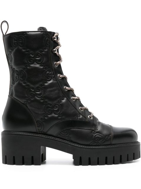 Gucci 60mm GG-matelassé leather boots - Black