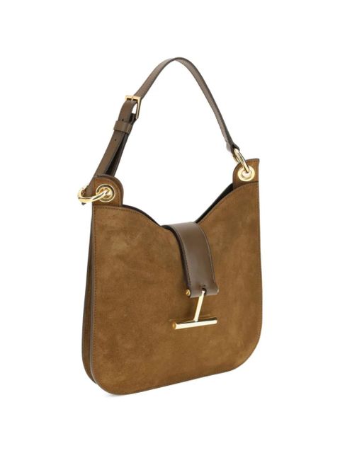 TOM FORD buckle smooth calf suede shoulder bag - Brown