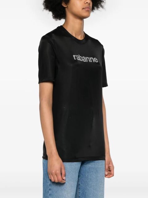 Rabanne logo-embellished jersey T-shirt - Black