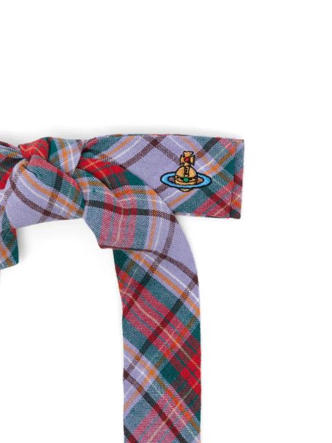 Vivienne Westwood tartan-pattern orb-detail hair clip - Purple - zdjęcie produktu nr 2