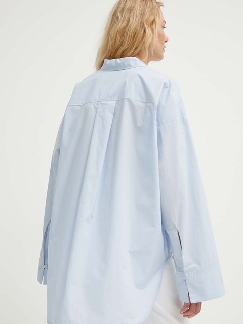 By Malene Birger koszula bawełniana damska kolor niebieski relaxed z kołnierzykiem klasycznym
